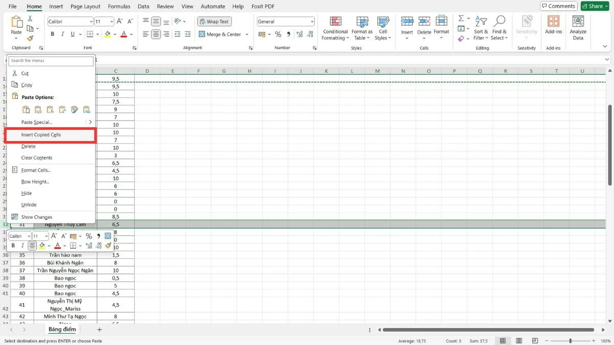 Cách di chuyển cột trong Excel nhanh chóng và tiện lợi