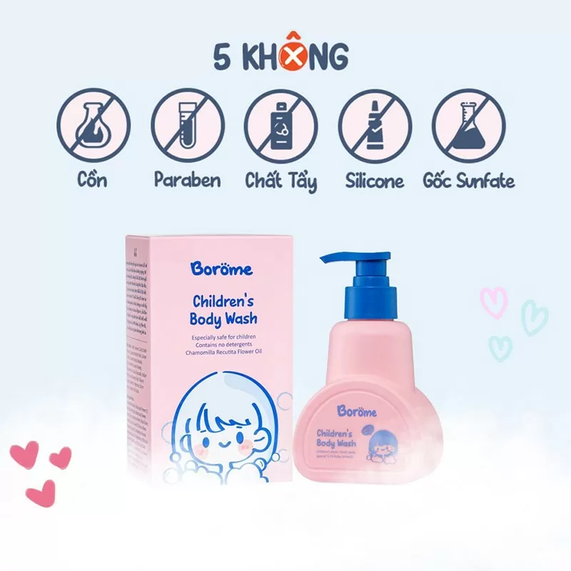 Tiêu chí “5 không” của sữa tắm trẻ em Borome.