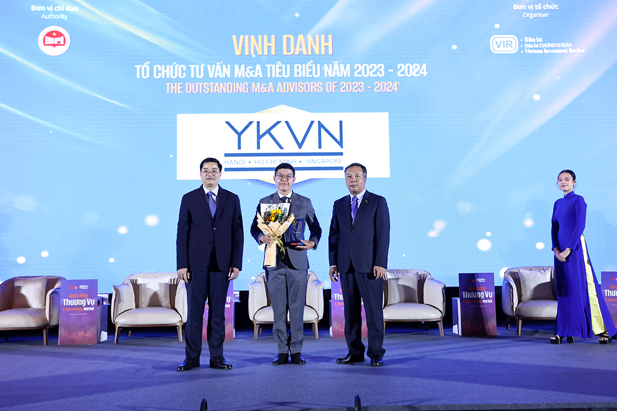 Công ty Luật TNHH YKVN được vinh danh tổ chức tu ưvấn M&A tiêu biểu 2023-2024.