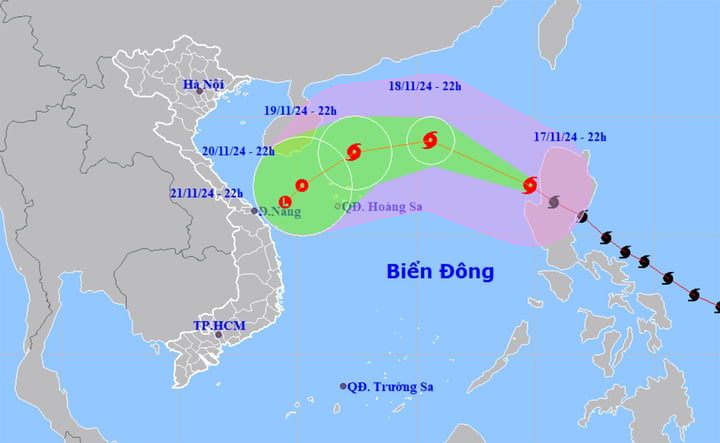 Bão Man-yi mạnh cấp 13, giật cấp 16 tiến vào Biển Đông. (Nguồn: NCHMF)