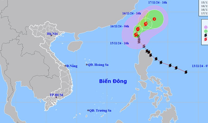 Biển Đông đón cơn bão số 9 trong năm 2024. (Nguồn: NCHMF)