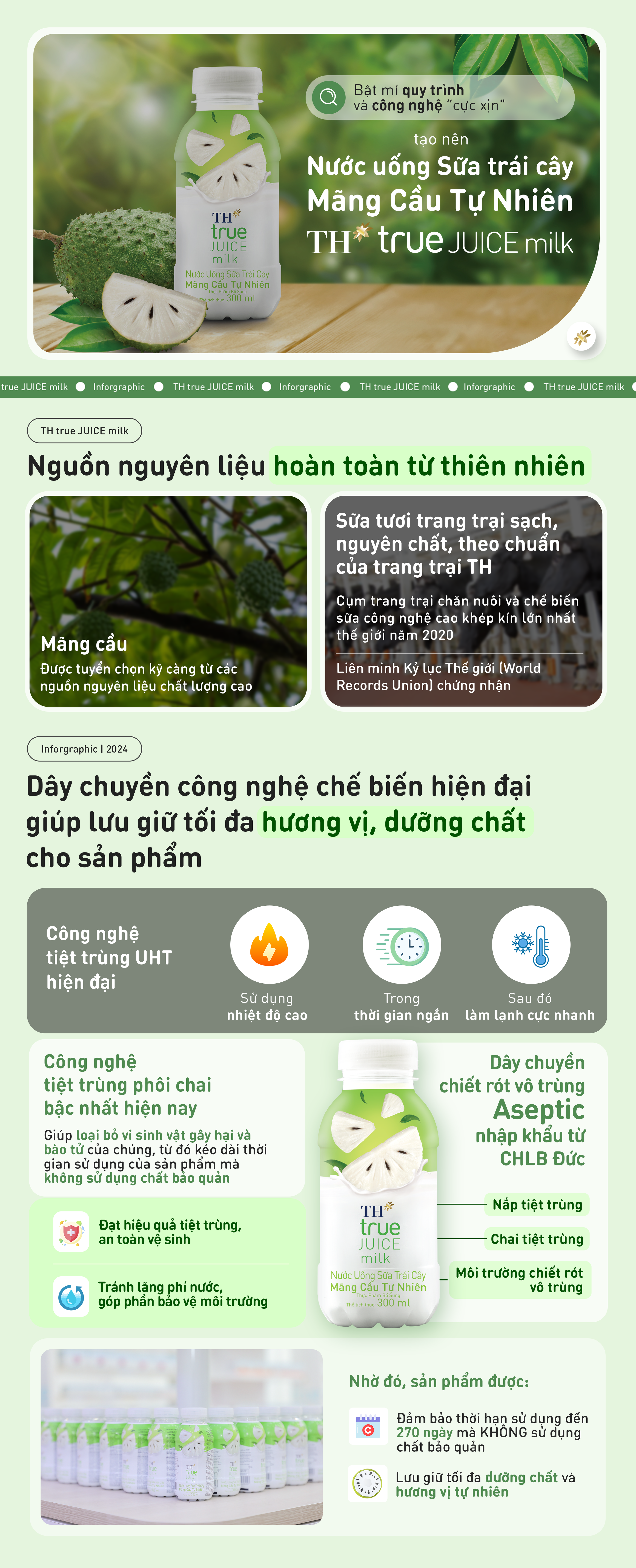 Sử dụng những nguyên liệu hoàn toàn tự nhiên, được tuyển chọn kỹ lưỡng kết hợp cùng công nghệ sản xuất tiên tiến, Nước uống Sữa trái cây Mãng Cầu Tự Nhiên TH true JUICE milk vừa thơm ngon vị Mãng Cầu, vừa phù hợp với phong cách sống healthy mà nhiều bạn trẻ đang theo đuổi.