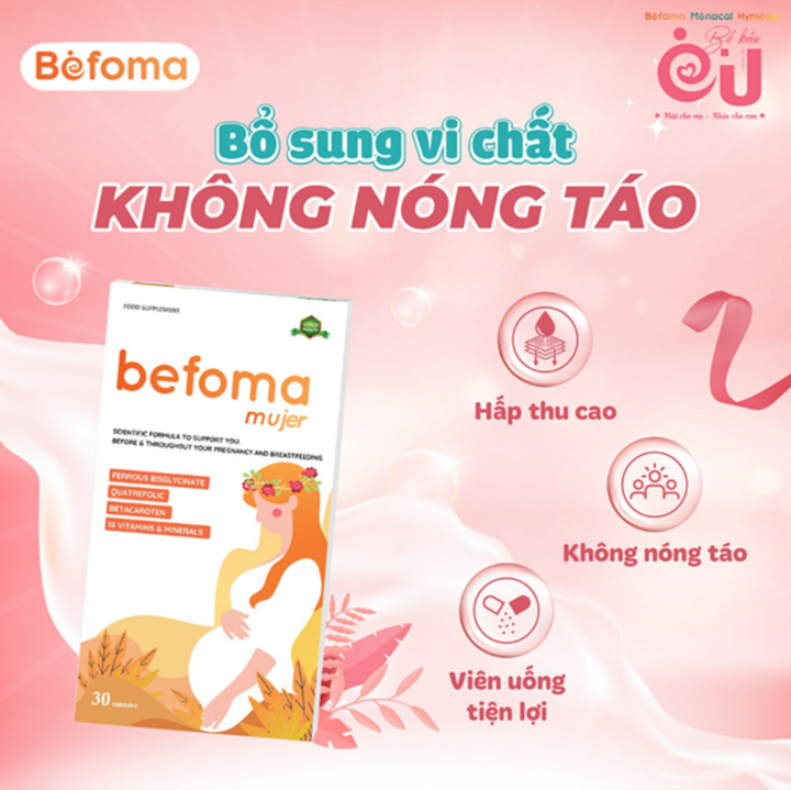 Bổ bầu EU Befoma cung cấp 18 loại vi chất trong 1 viên.