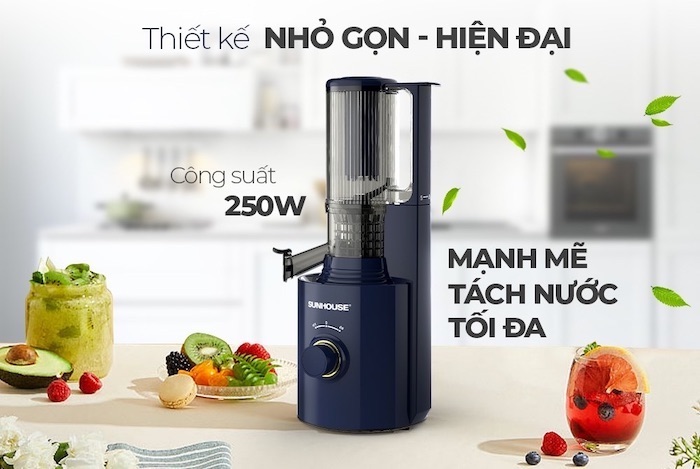 Hiệu suất ép lấy nước tối đa đến 95%, gần như ép được kiệt bã trái cây, rau củ