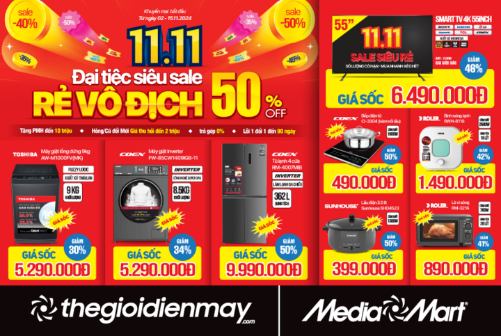 Đại tiệc siêu sale 11.11: MediaMart sale đậm đến 50% hàng loạt mặt hàng - 1