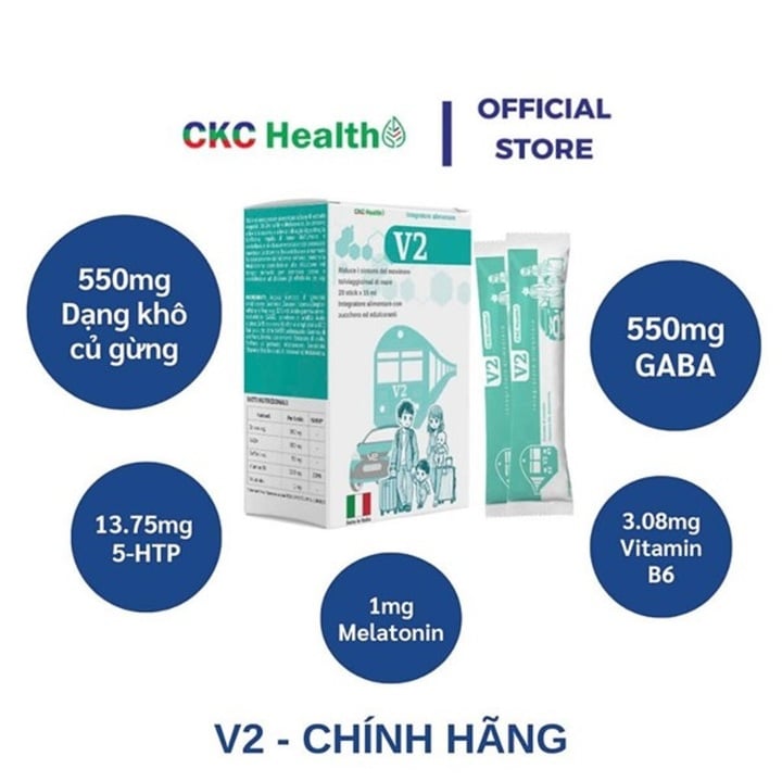 V2 được chiết xuất theo công thức vượt trội giúp hỗ trợ giảm say tàu xe.