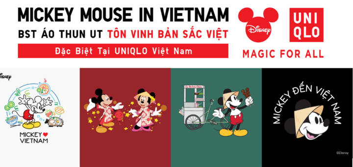 Chú chuột Mickey xuất hiện với những món ăn và trang phục đặc trưng của Việt Nam trong BST UT Mickey Mouse in Vietnam.