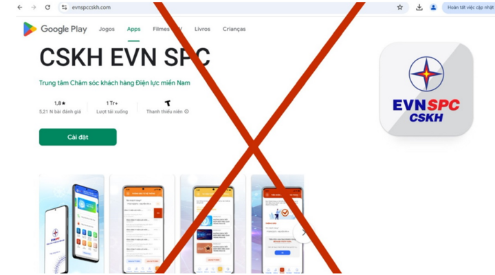 Trang web này đã giả mạo một số nội dung, hình ảnh, logo có thể gây hiểu nhầm là Trung tâm Chăm sóc khách hàng của EVNSPC.