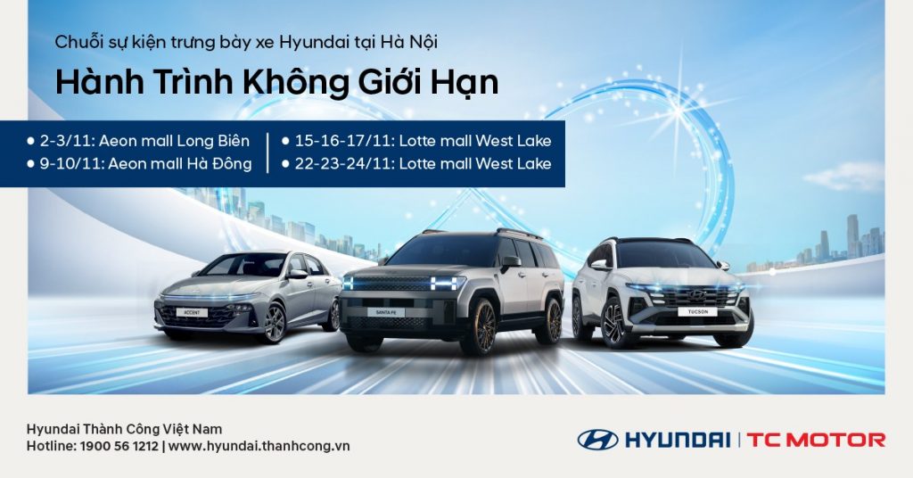 Hyundai Thành Công Việt Nam tổ chức chương trình trưng bày xe Hyundai “Hành trình không giới hạn” tại Hà Nội Đăng ngày:  31/10/2024