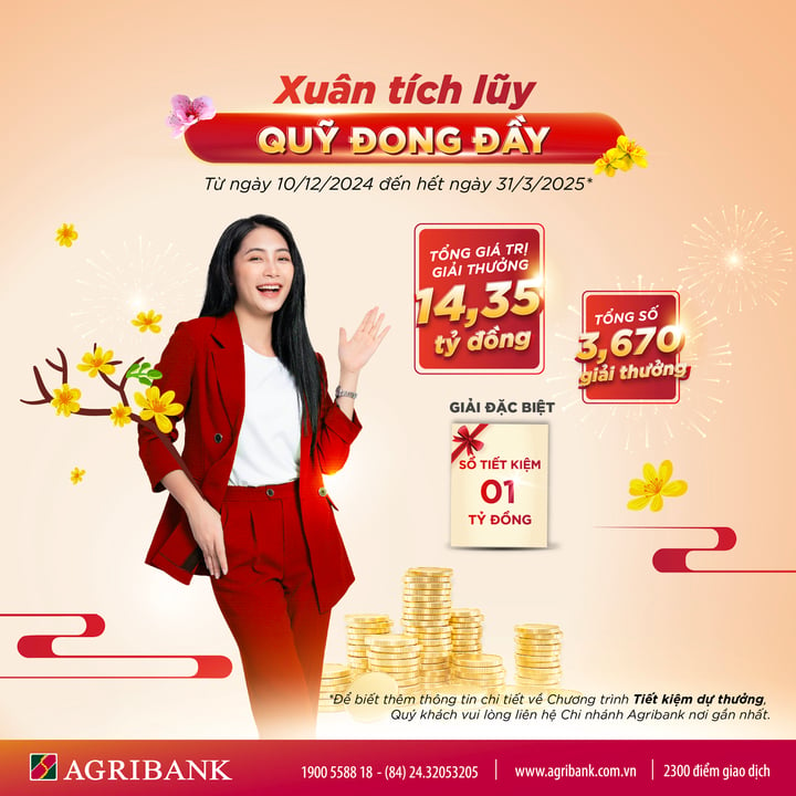 Agribank dành 14 tỷ đồng tặng khách hàng tham gia 'Xuân tích lũy – Quỹ đong đầy' - 2