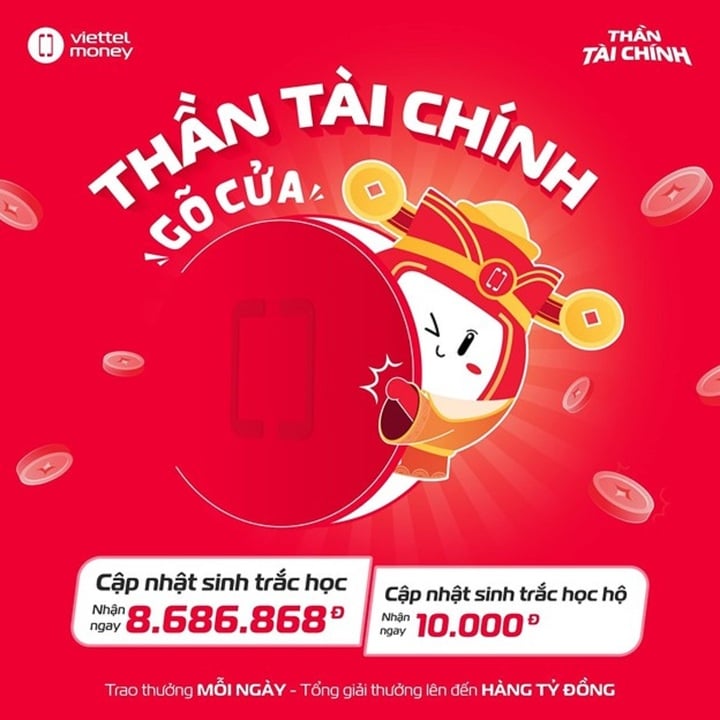 Cập nhật sinh trắc học thành công trên ứng dụng Viettel Money trong tháng 12/2024, người dùng vừa yên tâm giao dịch, vừa rủng rỉnh “túi tiền” với nhiều quà tặng giá trị.