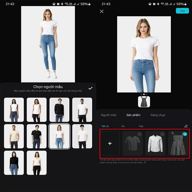 Ghép ảnh sản phẩm vào người mẫu bằng Capcut AI với vài bước đơn giản