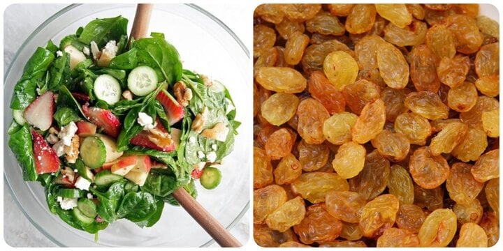 Cải bó xôi và nho kho rất tốt cho gan