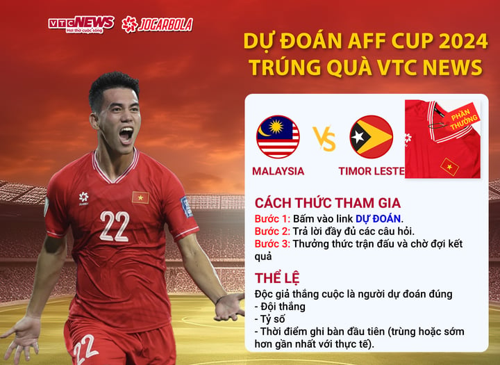 Cách tham gia đự doán AFF Cup 2024, trúng quà VTC News.