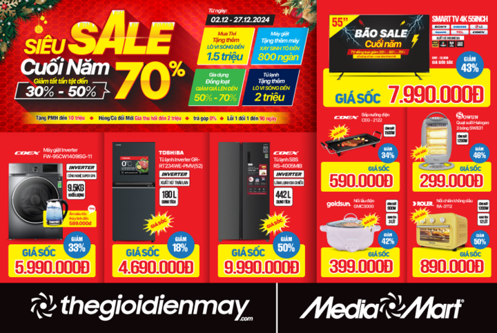 MediaMart 'Siêu sale cuối năm' - giảm đến 70% hàng nghìn sản phẩm - 1