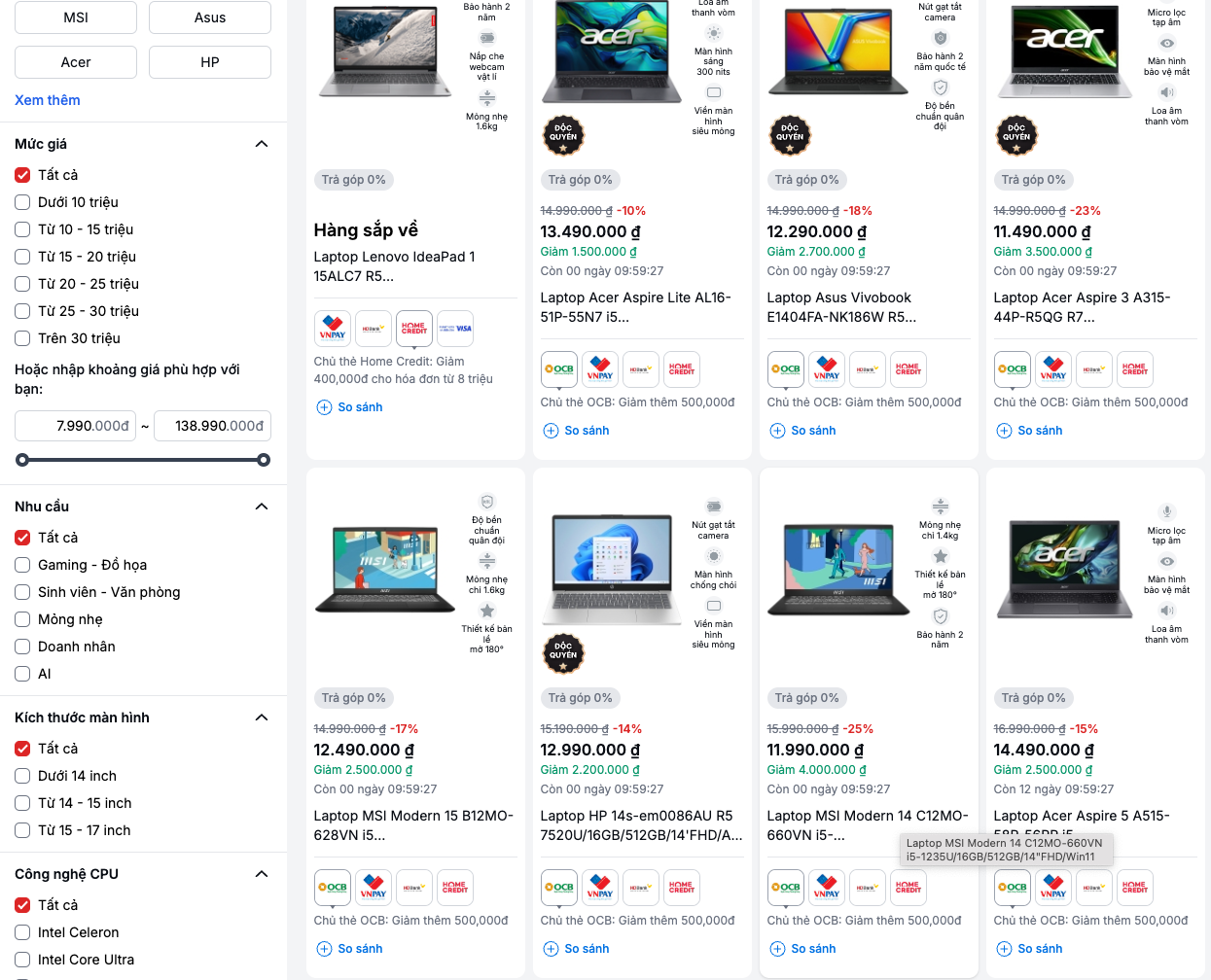 Laptop Windows có giá chỉ hơn 10 triệu đồng đã sở hữu RAM 16 GB, ổ cứng SSD 512 GB và chạy Windows 11