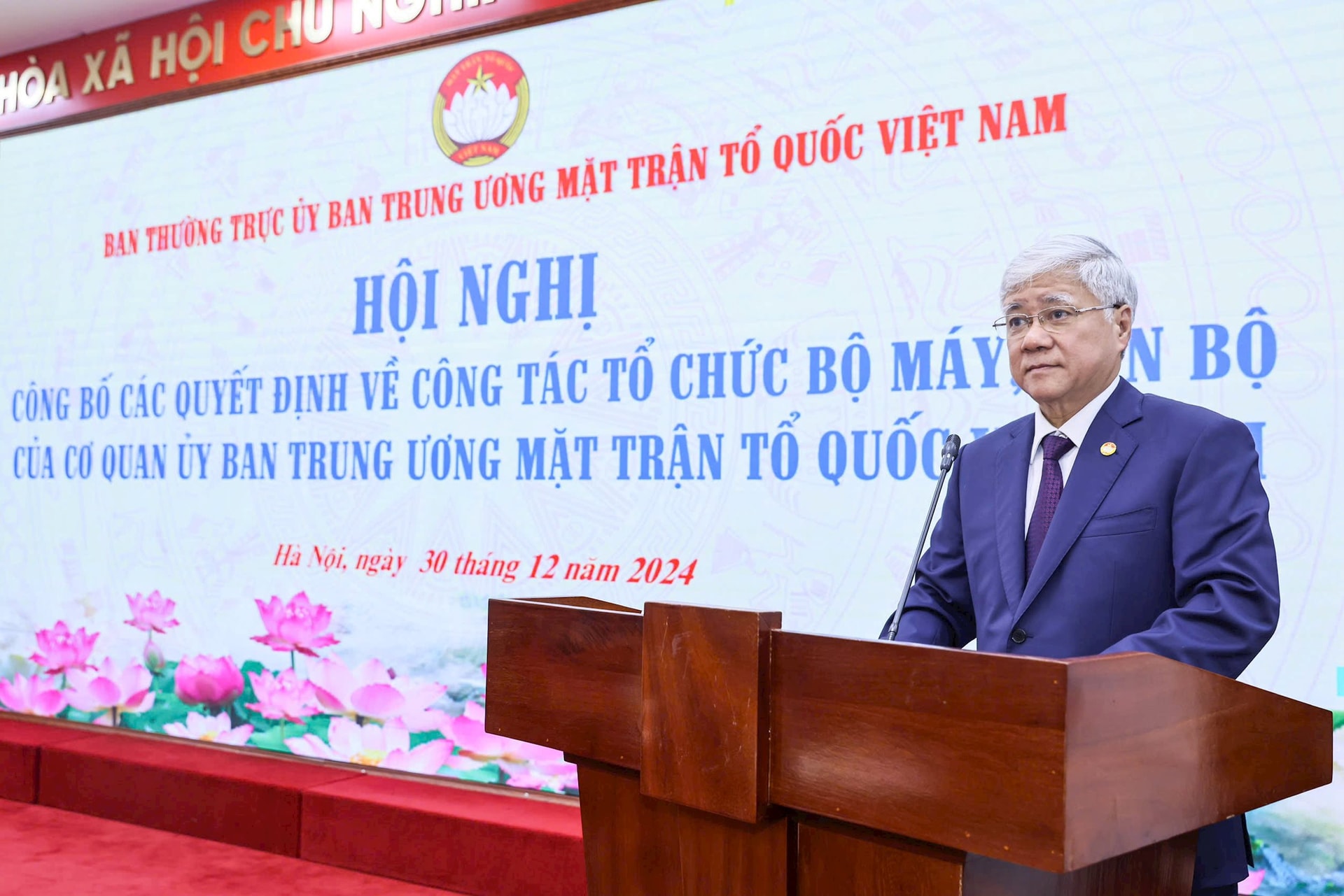 Chủ tịch UBTƯ MTTQ Việt Nam Đỗ Văn Chiến phát biểu tại Hội nghị.