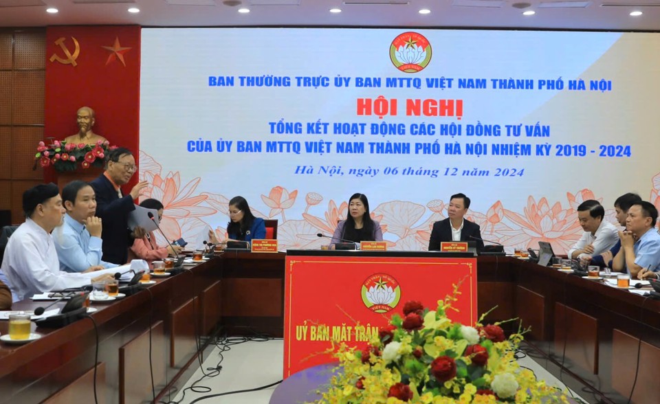 Quang cảnh Hội nghị tổng kết hoạt động các Hội đồng tư vấn (HĐTV) của Ủy ban Mặt trận Tổ quốc Việt Nam TP Hà Nội, nhiệm kỳ 2019-2024