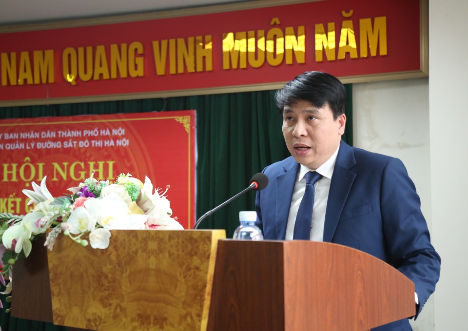 Ông Nguyễn Cao Minh - Trưởng Ban Quản lý đường sắt đô thị Hà Nội phát biểu tại buổi tổng kết.