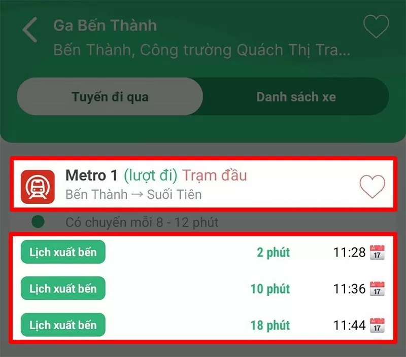 Cách tra cứu lộ trình tuyến Metro số 1 Bến Thành - Suối Tiên nhanh nhất