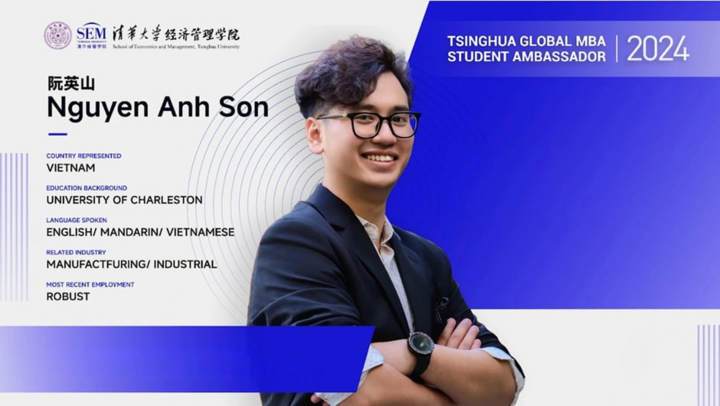 Sơn là sinh viên Việt Nam đầu tiên theo học chương trình MBA toàn cầu tại Đại học Thanh Hoa. (Ảnh: NVCC)