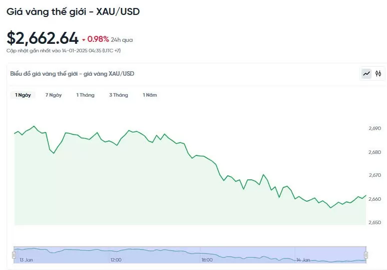 Giá vàng hôm nay 14/01/2025: