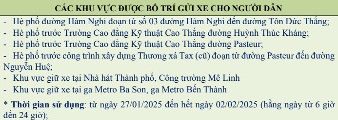 7 điểm giữ xe cho người dân thưởng lãm đường hoa Nguyễn Huệ Tết Ất Tỵ 2025 - Ảnh 3.