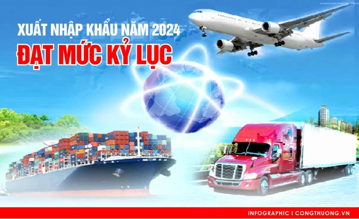 Infographic | Xuất nhập khẩu năm 2024 đạt mức kỷ lục