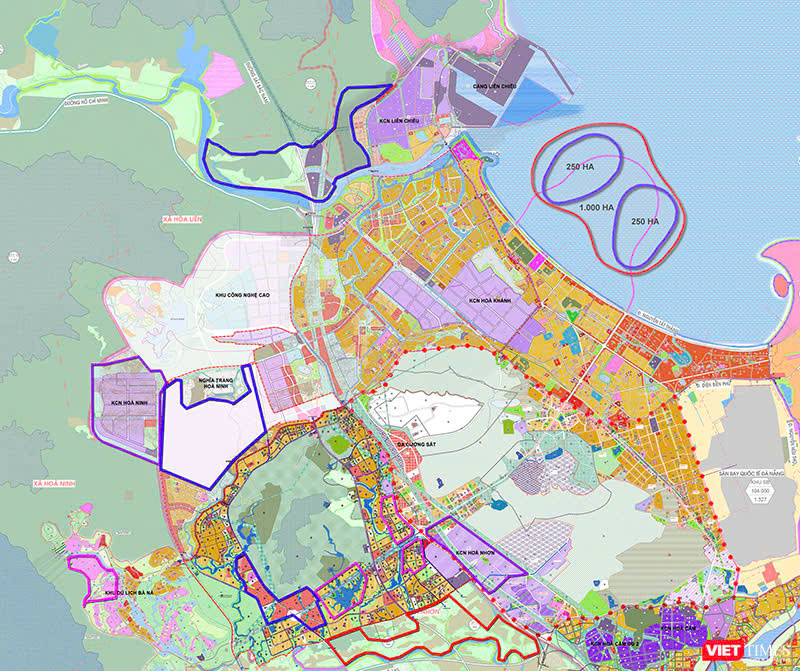 Các vị trí Đà Nẵng dự kiến làm Khu thương mại tự do, trong đó có khu vực lấn biển hơn 1.000 ha.