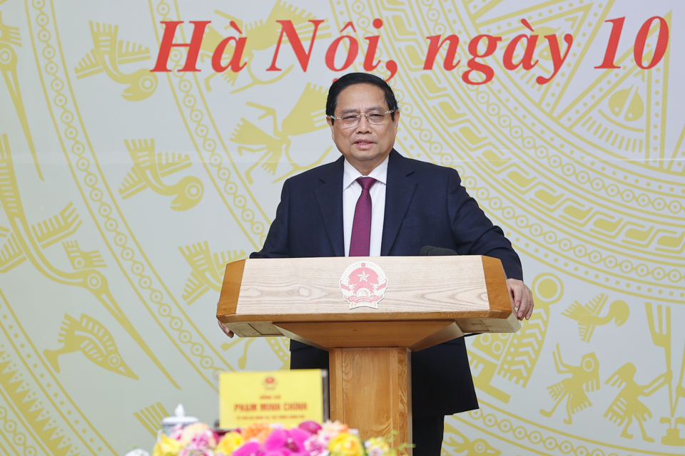 Thủ tướng Phạm Minh Chính phát biểu khai mạc hội nghị. Ảnh VGP  
