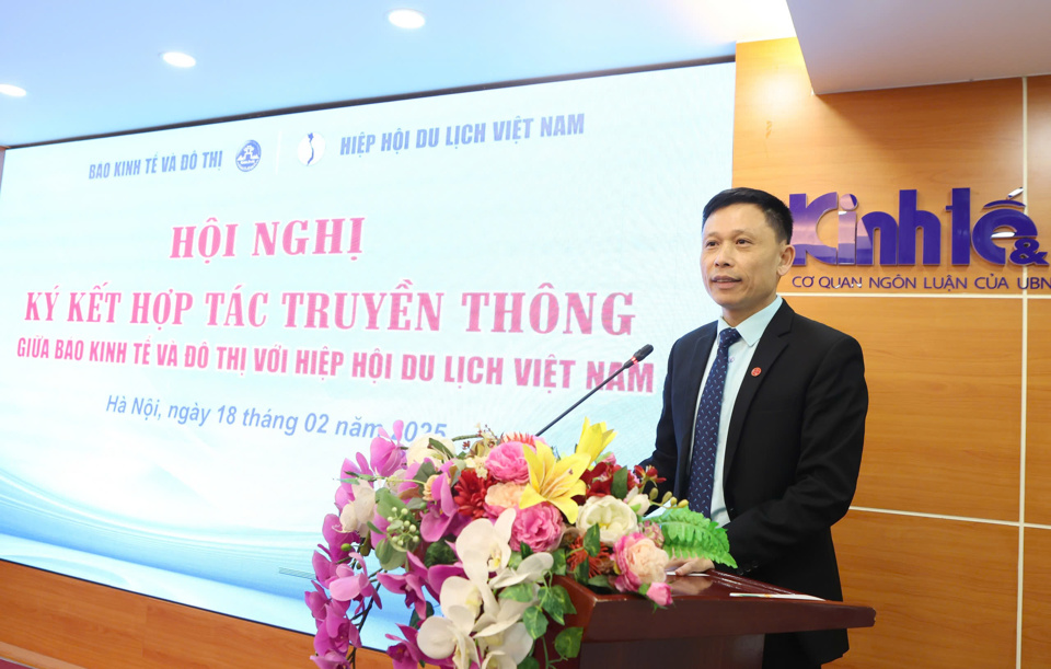 Tổng Biên tập báo Kinh tế & Đô thị Nguyễn Thành Lợi phát biểu tại Hội nghị. Ảnh: Thanh Hải