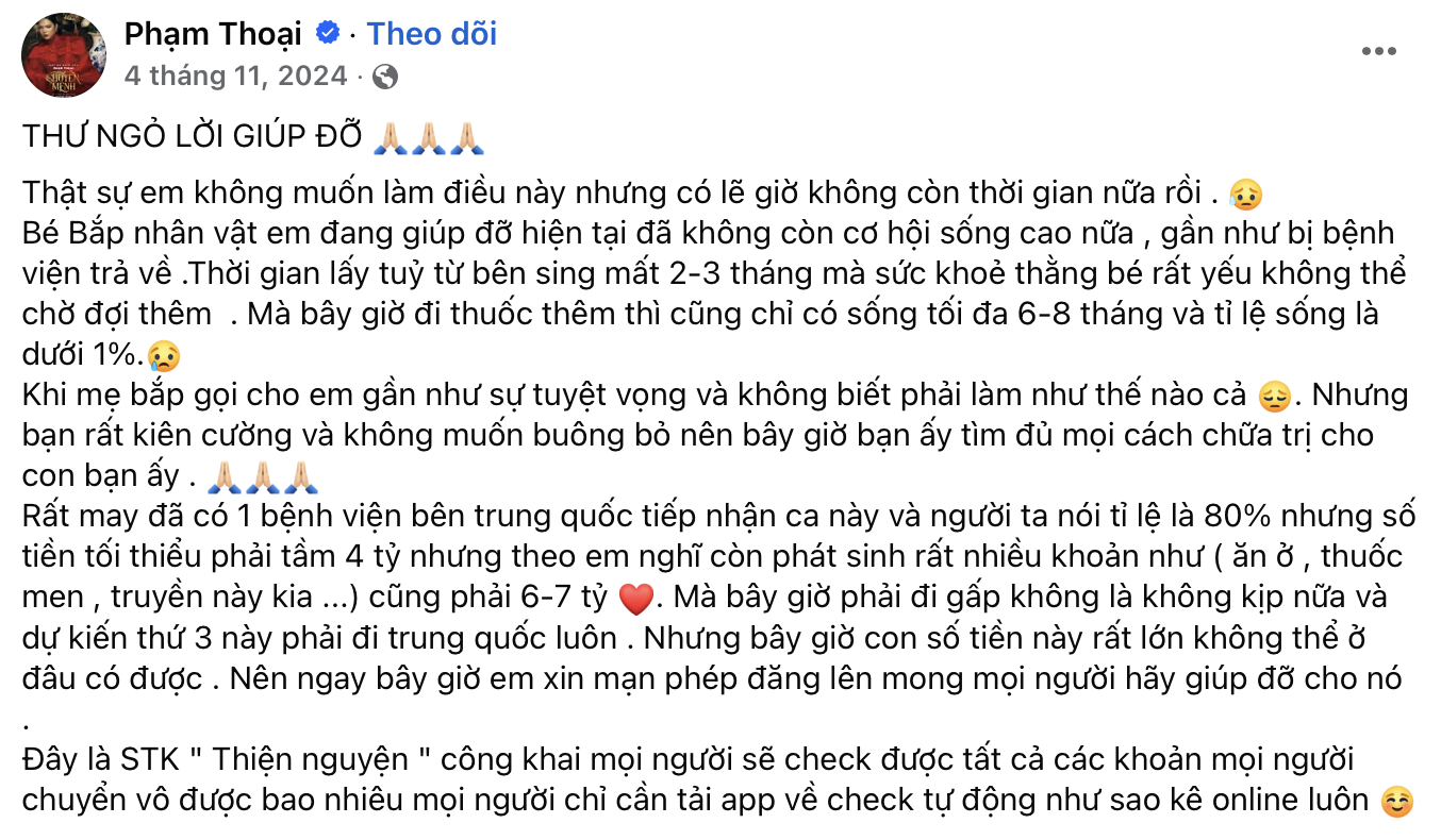 1,1 triệu người xem Phạm Thoại 'live sao kê' tiền ủng hộ bé Bắp - Ảnh 3.