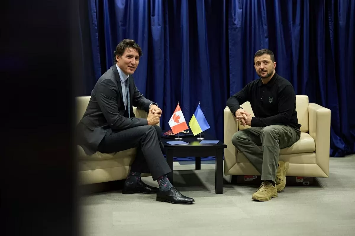 Tổng thống Ukraine Volodymyr Zelensky và Thủ tướng Canada Justin Trudeau tại hội nghị thượng đỉnh Đại hội đồng Liên hợp quốc tại Mỹ ngày 24/9/2024. (Nguồn: Reuters)