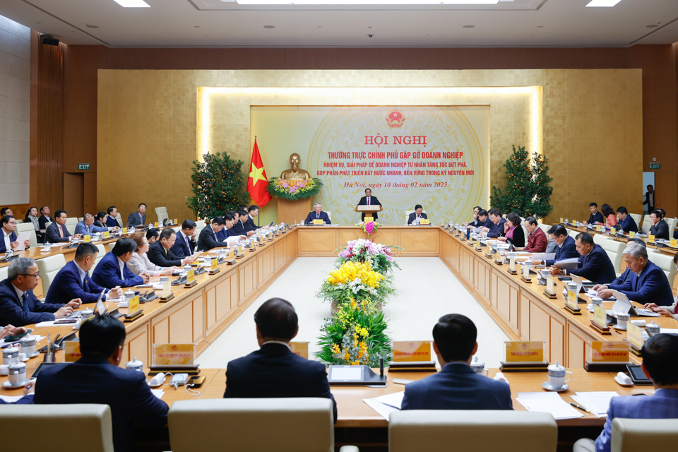 Hội nghị Thường trực Chính phủ gặp gỡ doanh nghiệp. Ảnh VGP