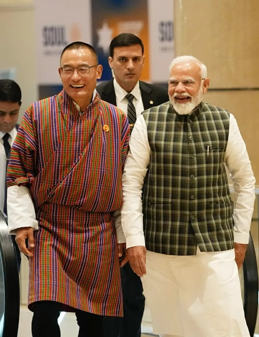 Thủ tướng Ấn Độ Narendra Modi và Thủ tướng Bhutan Tshering Tobgay trong chuyến thăm New Delhi từ ngày 20-21/2/2025. (Nguồn: X)