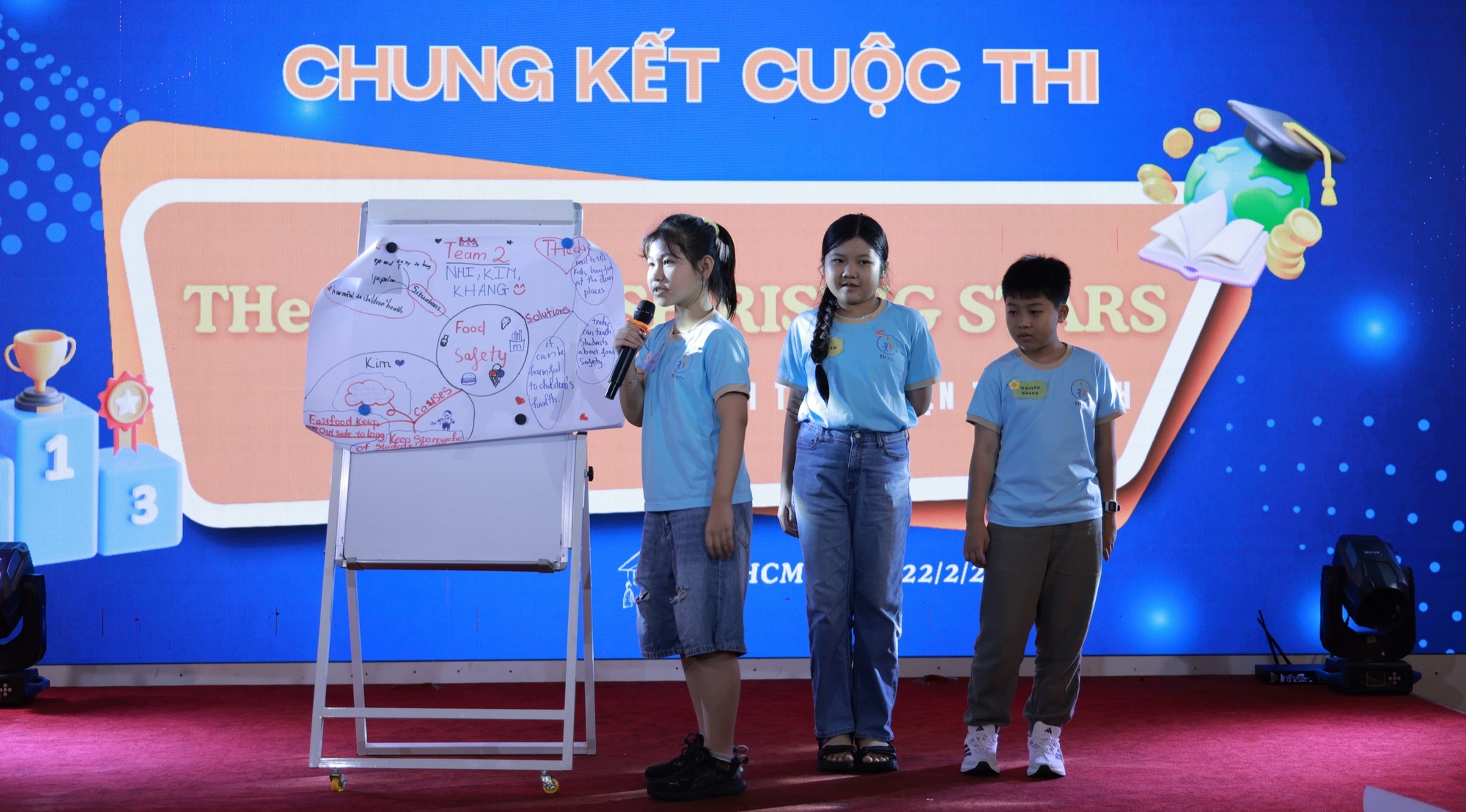 Học sinh tranh biện tiếng Anh về 'không dạy thêm tiểu học' - Ảnh 1.