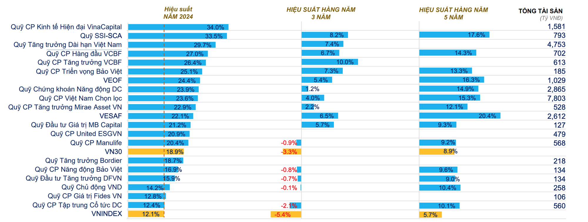 Nhóm quỹ cổ phiếu hiệu suất cao gấp 4 lần tiền gửi năm 2024, nhưng dài hạn gây bất ngờ - Ảnh 2.