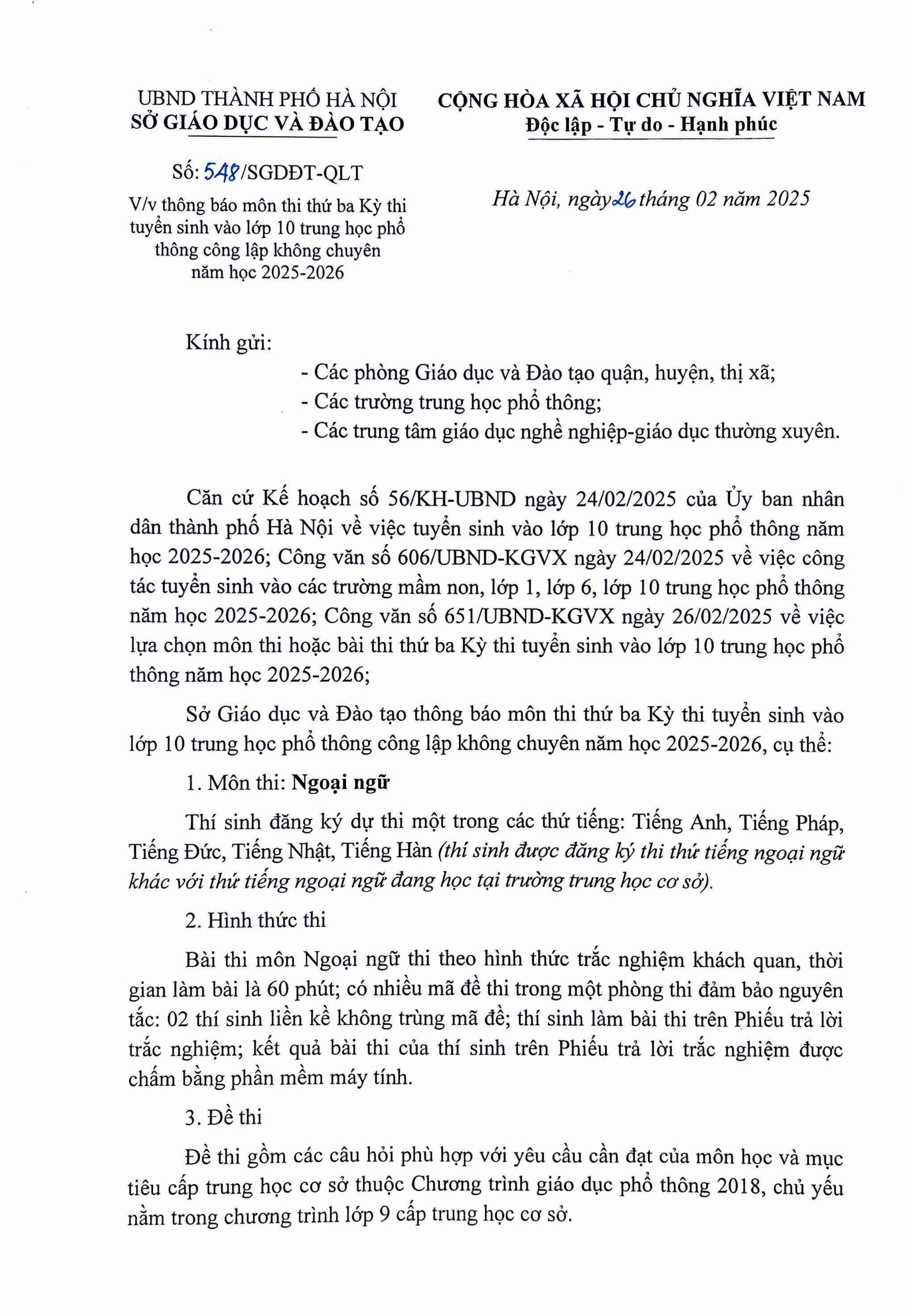 Hà Nội: Phụ huynh, học sinh đỡ căng thẳng khi Ngoại ngữ là môn thi thứ 3 vào lớp 10 THPT - Ảnh 1.