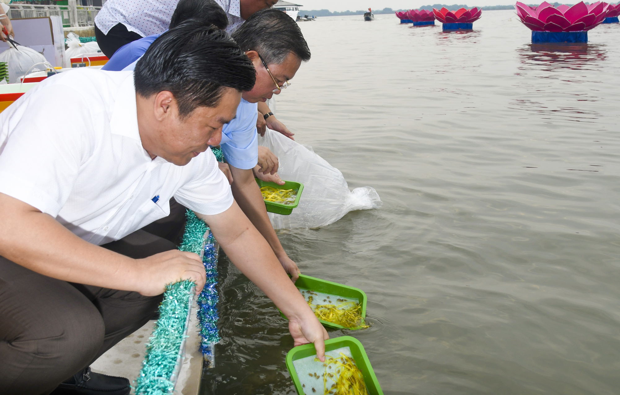 Thả hơn 2 triệu con tôm, cua giống xuống đầm Đông Hồ ở TP Hà Tiên - Ảnh 1.