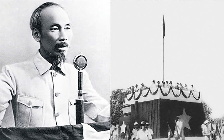 Ngày 2/9/1945, tại Quảng trường Ba Đình, Chủ tịch Hồ Chí Minh đọc bản Tuyên ngôn Độc lập, khai sinh ra nước Việt Nam Dân chủ Cộng hòa (nay là Cộng hòa Xã hội chủ nghĩa Việt Nam). Từ đó, mở ra một kỷ nguyên mới cho dân tộc - Kỷ nguyên độc lập, tự do và chủ nghĩa xã hội. Ảnh tư liệu TTXVN