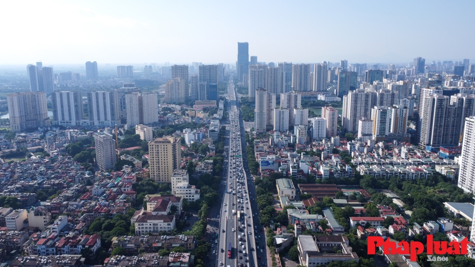 Một góc TP Hà Nội nhìn từ trên cao.