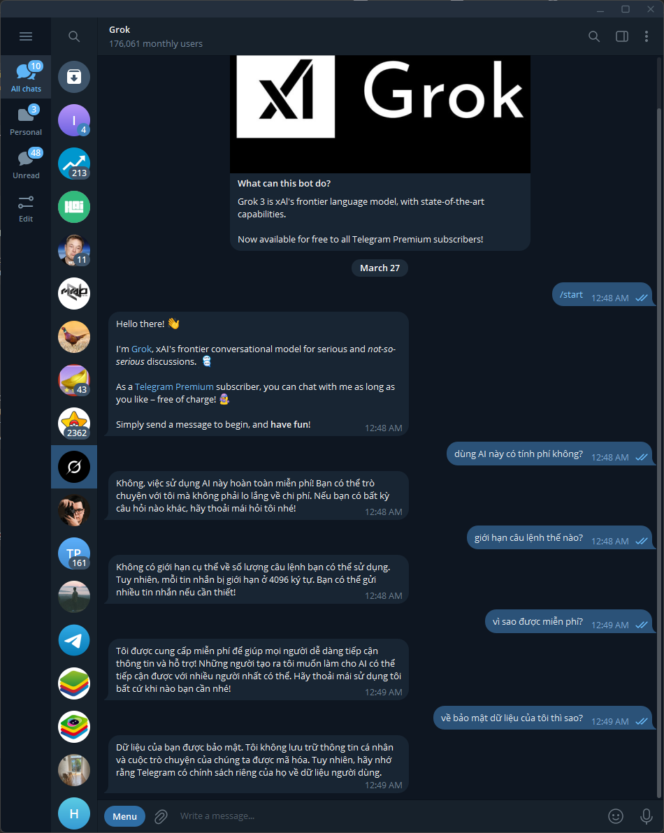 Người dùng Telegram có thể dùng Grok miễn phí nếu đăng ký gói Premium - Ảnh 2.