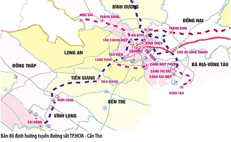 Bản đồ tổng thể hướng tuyến Vành đai 4 TP.HCM.