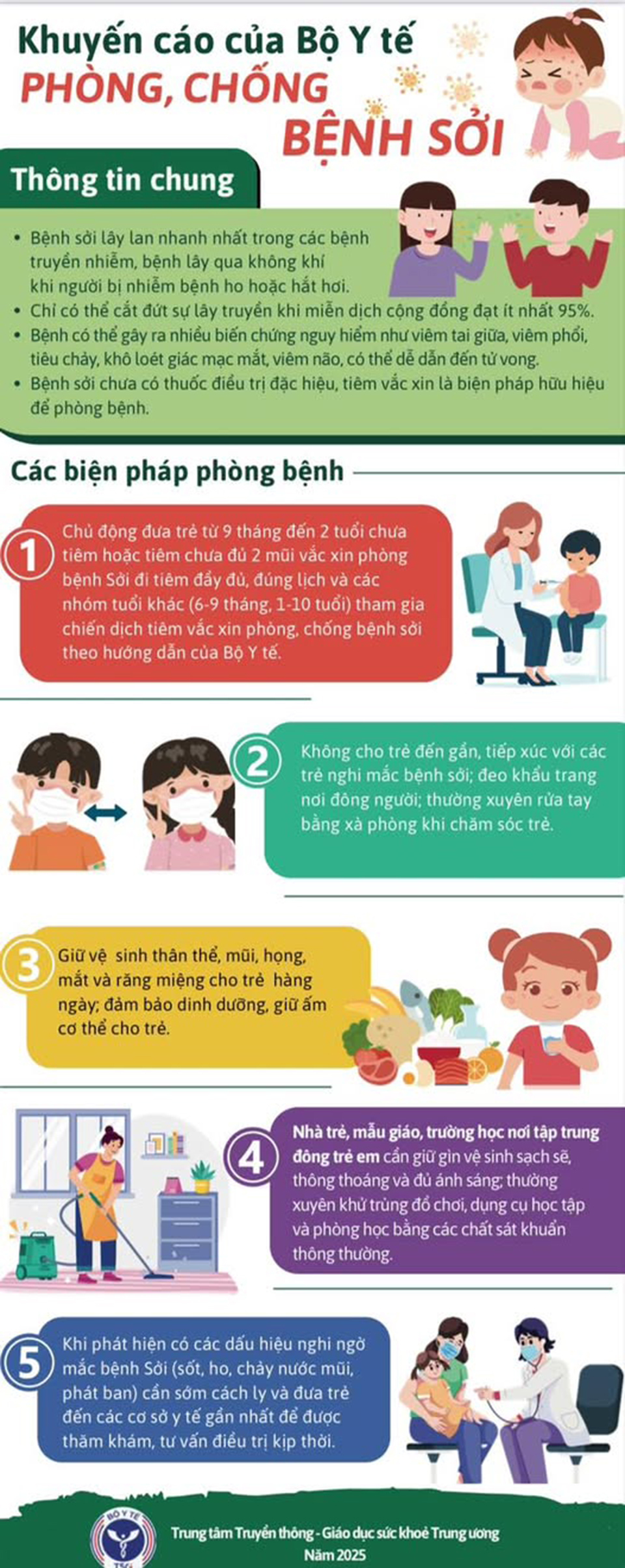 Khuyến cáo phòng, chống bệnh sởi của Bộ Y tế.