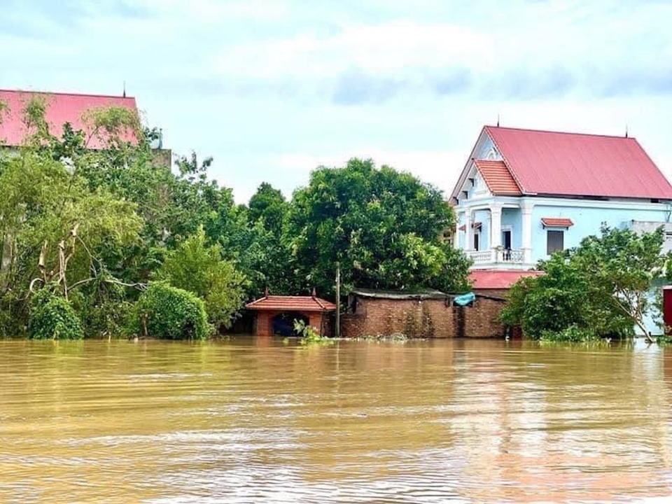 Mưa lũ gây ngập khu dân cư tại huyện Sóc Sơn hồi tháng 9/2024.