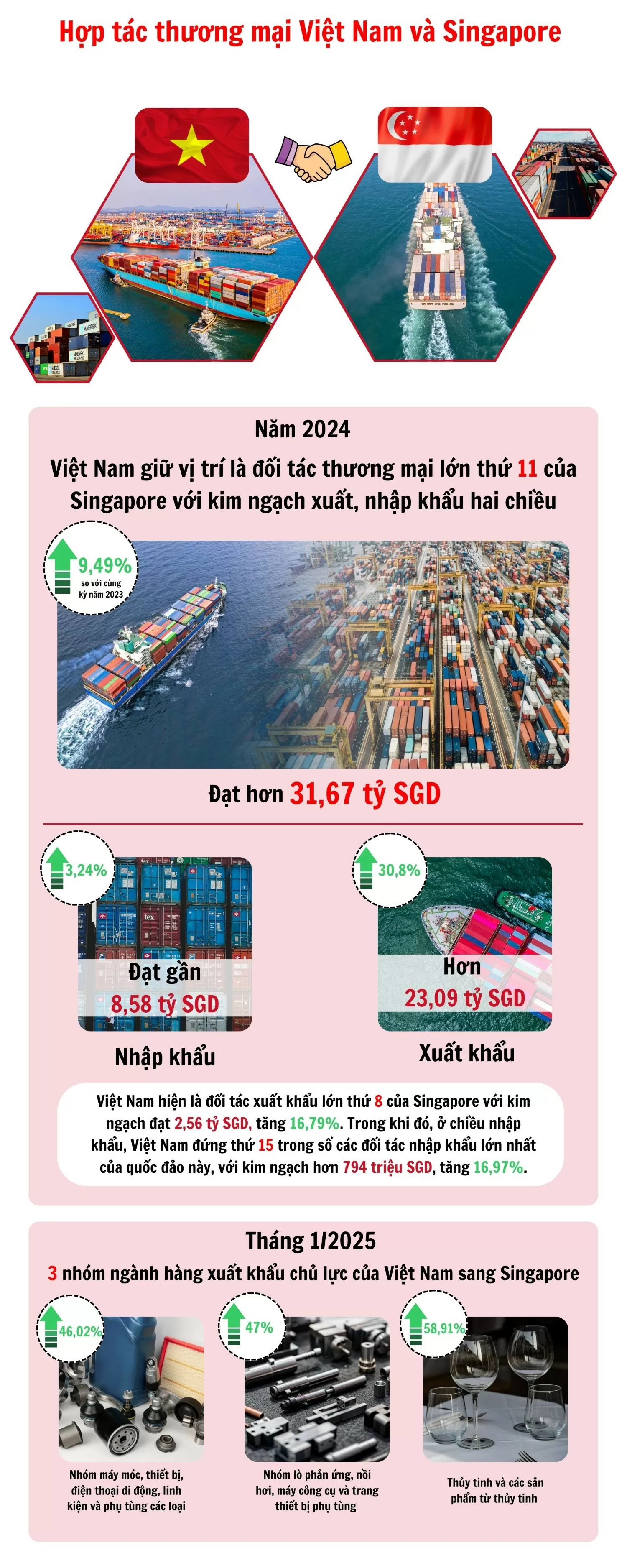 Infographic | Hợp tác thương mại giữa Việt Nam và Singapore