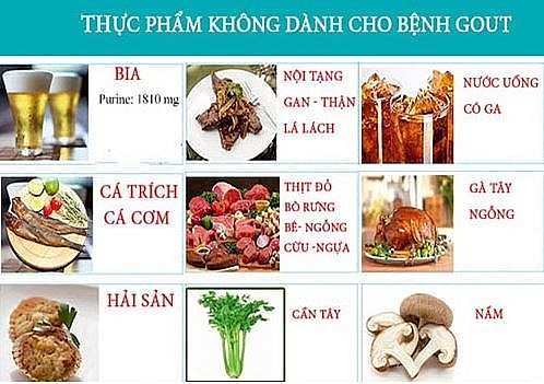 Các loại thực phẩm mà người bị gút nên tránh xa