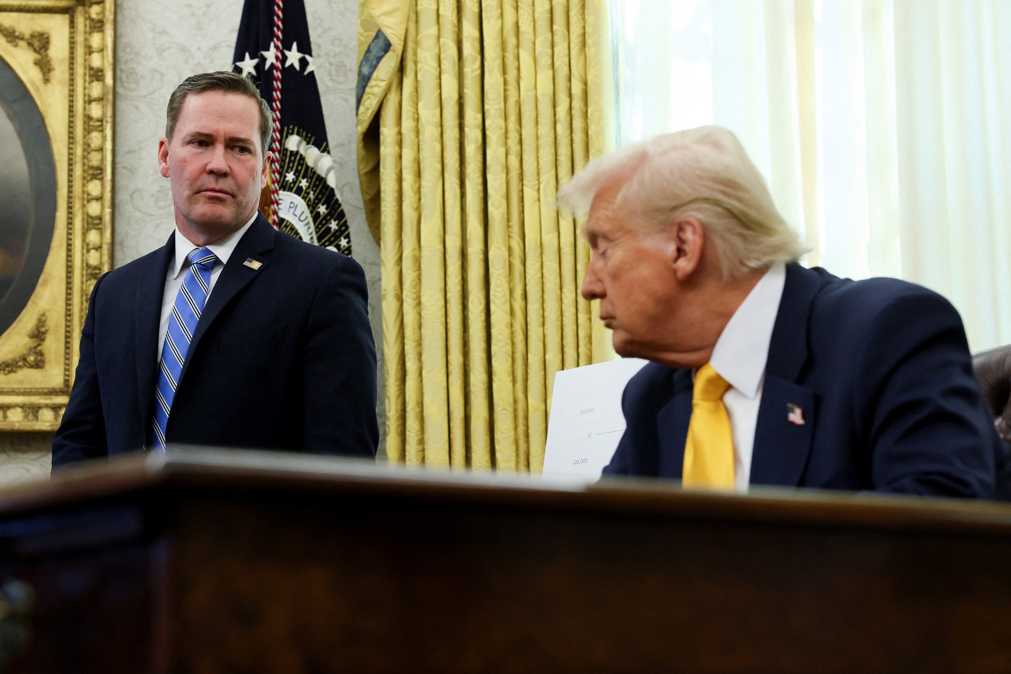 Ông Trump 'kiềm chế', không sa thải cố vấn sau vụ lộ tin nhắn nhóm chat?- Ảnh 1. Ông Trump 'kiềm chế', không sa thải cố vấn sau vụ lộ tin nhắn nhóm chat?- Ảnh 1.