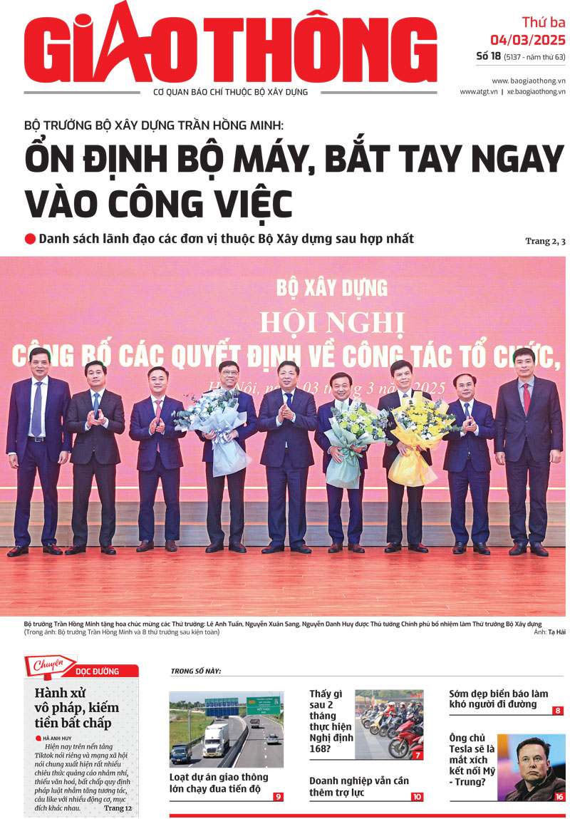 Trang nhất Báo Giao thông số 18 ra ngày 4/3/2025.