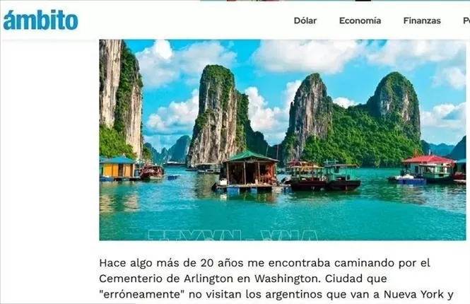 Tờ Ambito của Argentina đã đăng bài viết ca ngợi vẻ đẹp đất nước, con người và văn hóa Việt Nam. Ảnh: Diệu Hương - PV TTXVN tại Argentina